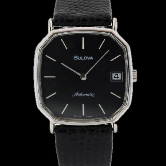Vintage Bulova Octagonal Date Men's Automatic Wristwatch ETA 2824-1 Swiss Steel - Picture 1 of 4